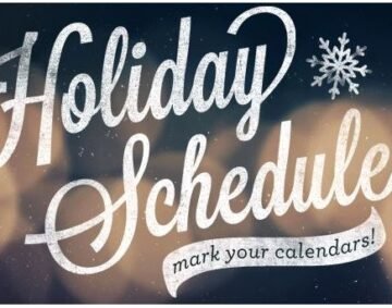 Holiday schedule