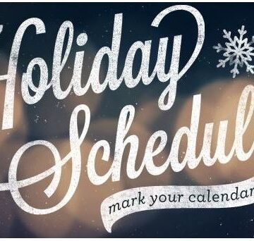 Holiday schedule